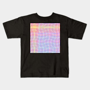 Wavy Plaid Rainbow on Pale Yellow Repeat 5748 Kids T-Shirt